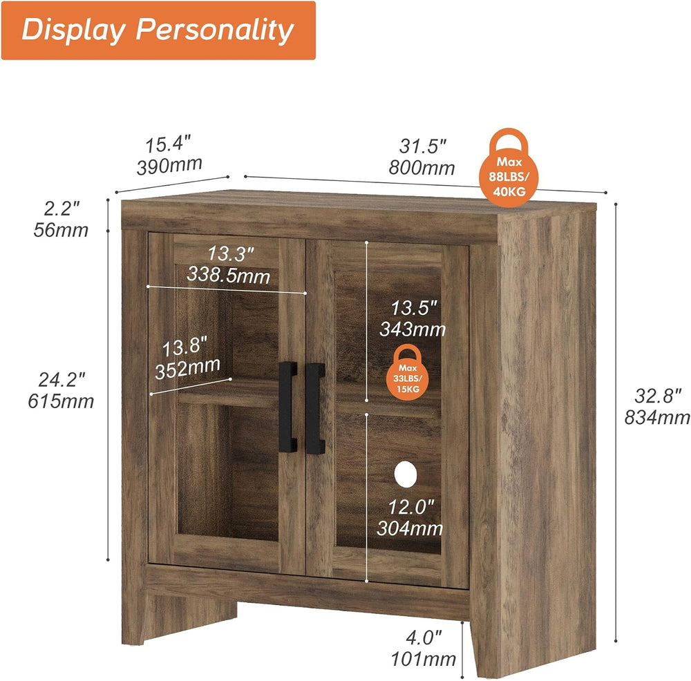 WAMPAT TV Stand for TVs up to 50”, Rustic Wood Entertainment Center with Adju...