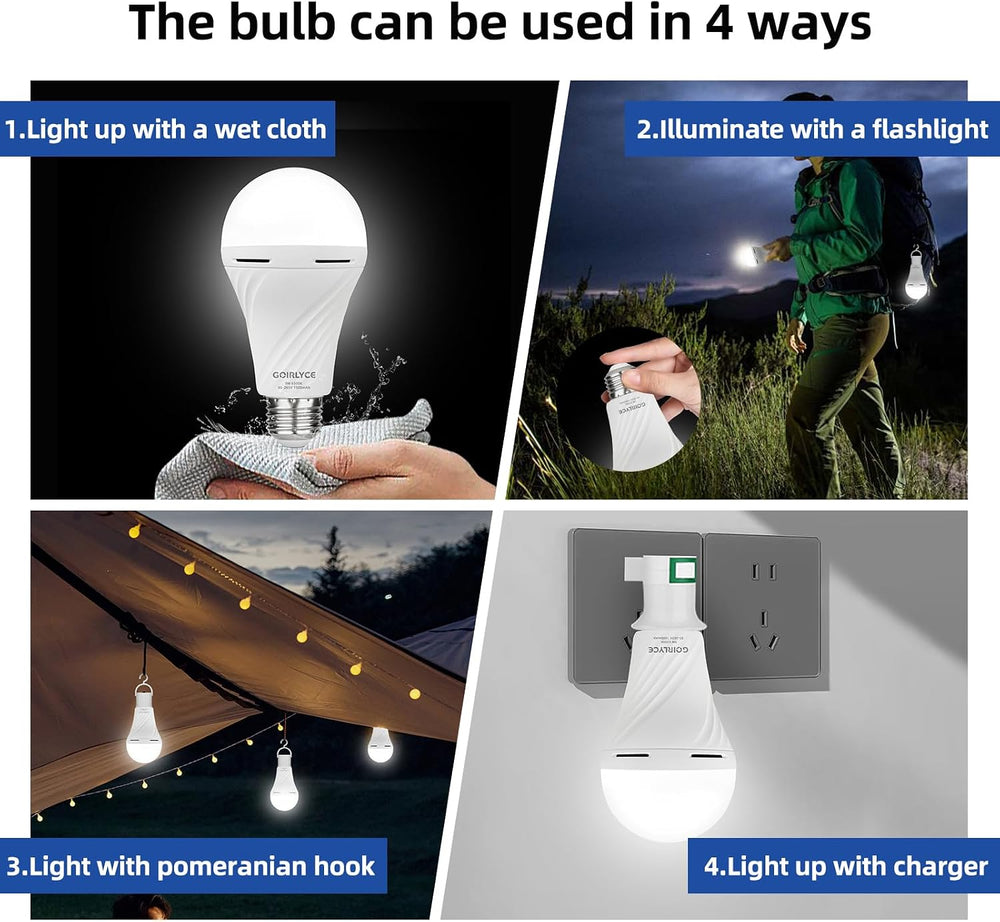 6 Pack Rechargeable Emergency Light Bulbs, Battery Powered LED Light Bulb