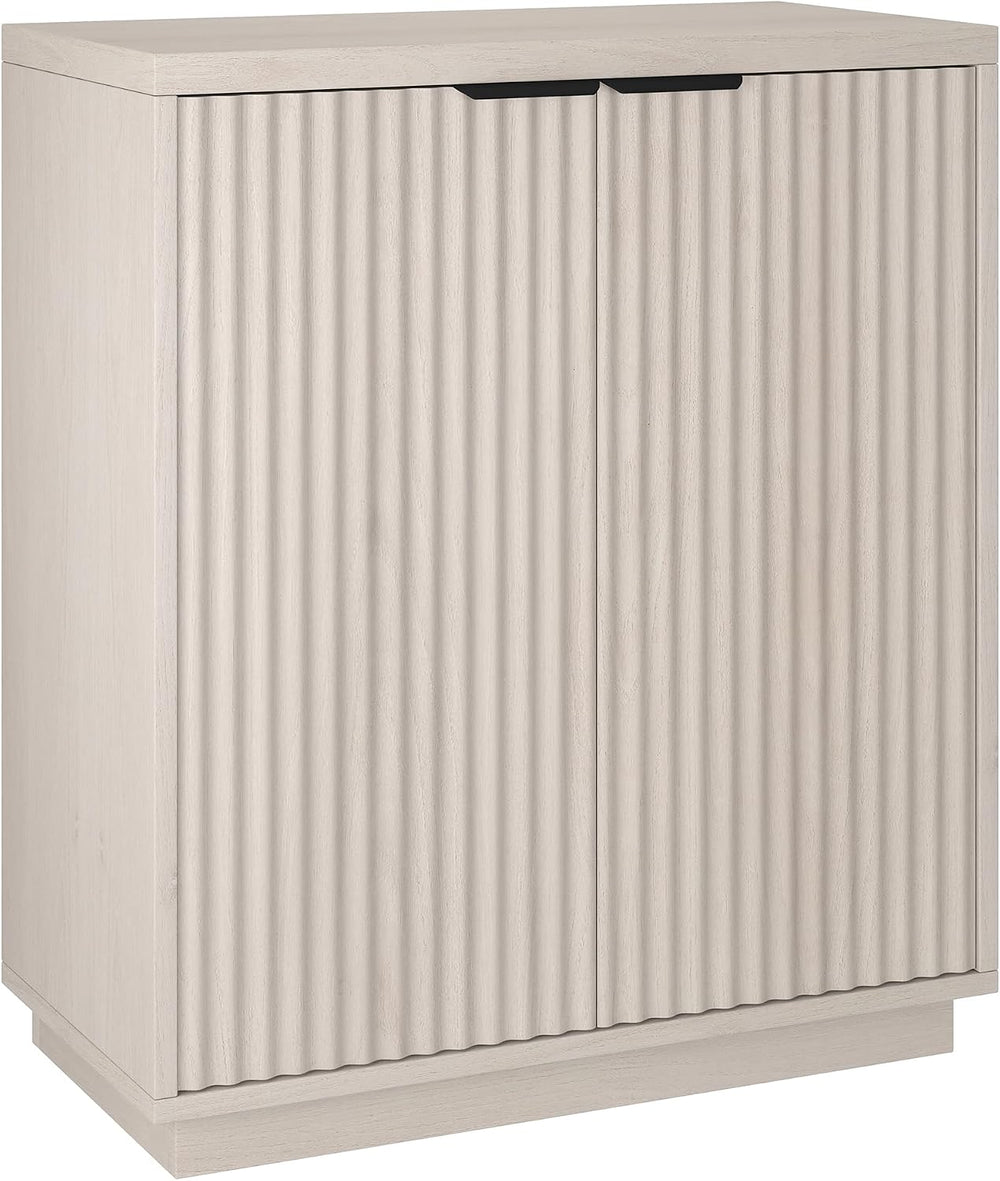 Henn&Hart 28" Fluted Accent Cabinet, Sideboard Buffet, Beech White