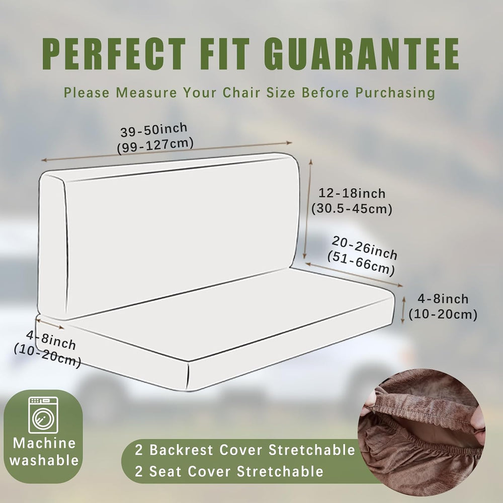 4PCS Leather Look RV Dinette Cushion Covers, Stretchable Camper Cushion Cover...
