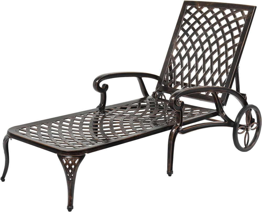 VINGLI Cast Aluminum Outdoor Chaise Lounge Chair (1, Bronze)