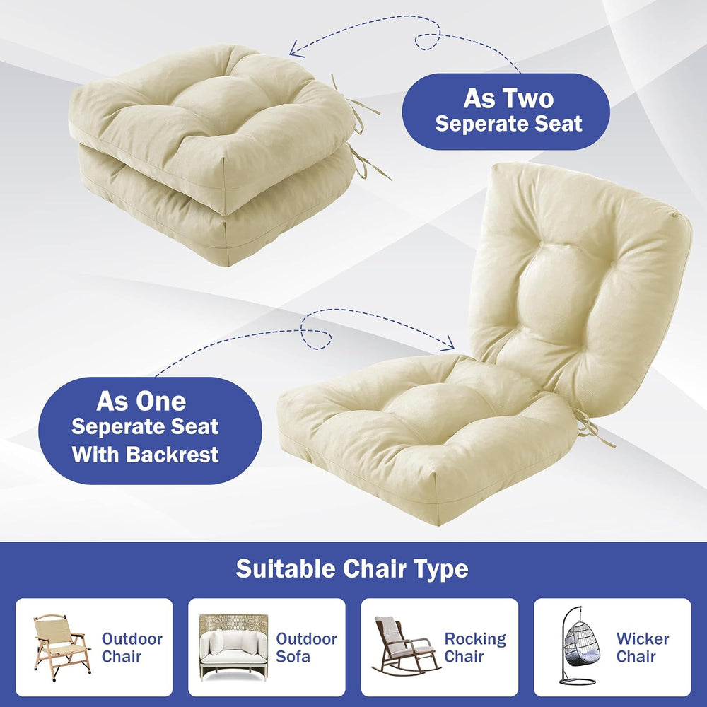IPYNBAP Outdoor Chair Cushions Set of 2, Patio Chair Cushions with Ties, 19x1...