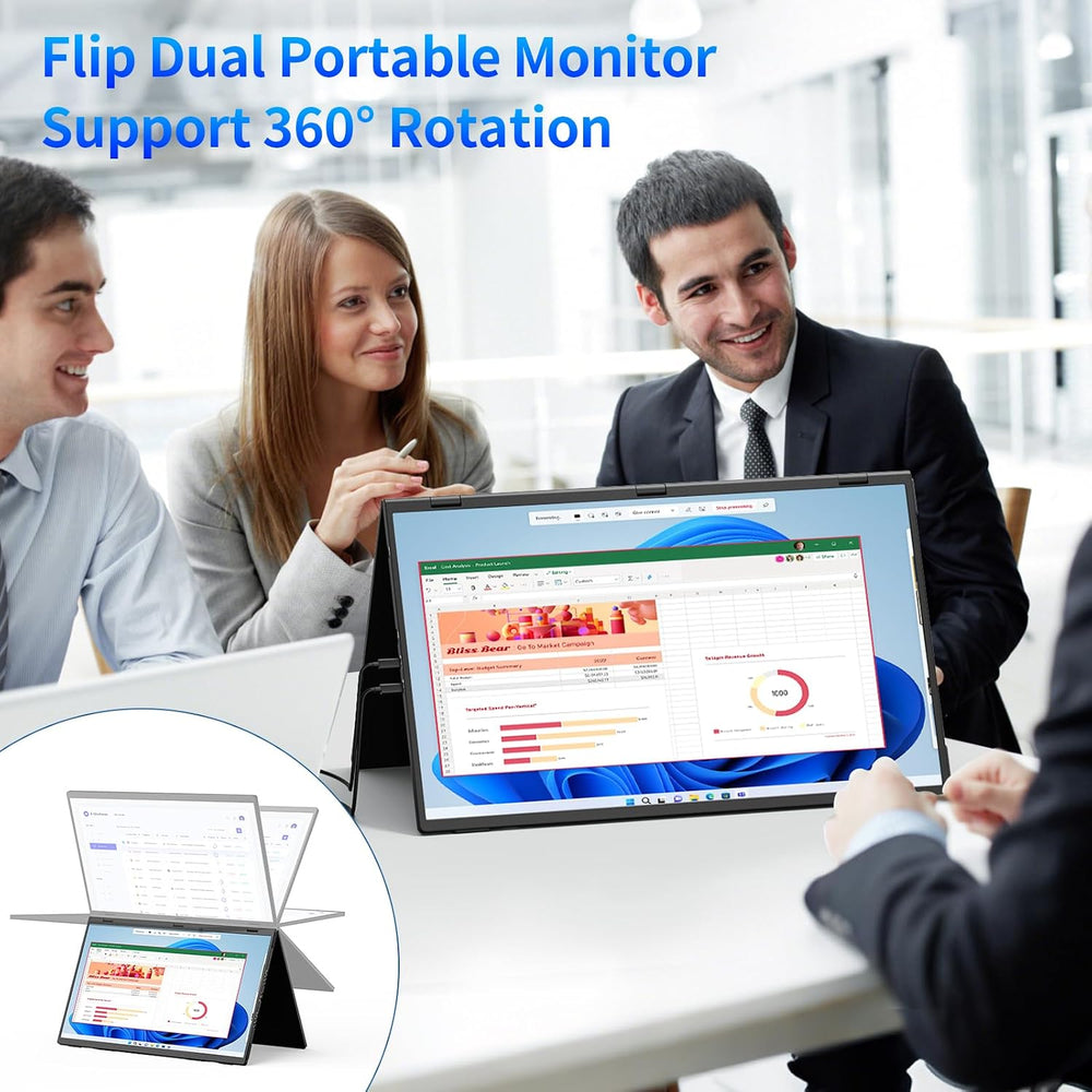 MAGICRAVEN Portable Dual Monitor for Laptop, Foldable Laptop Screen Extender,...