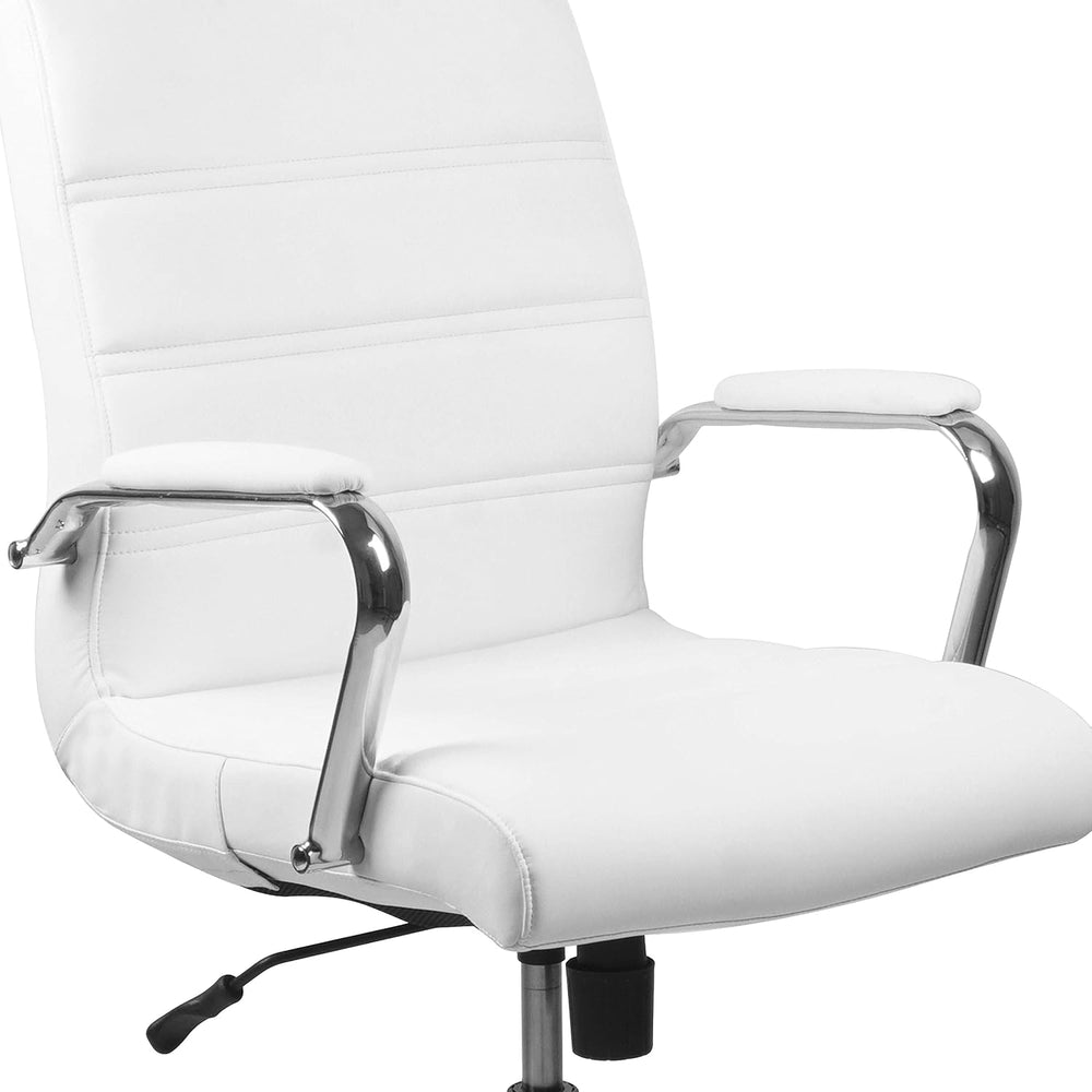 Flash Furniture Mid-Back White LeatherSoft Executive Swivel Office Chair with...
