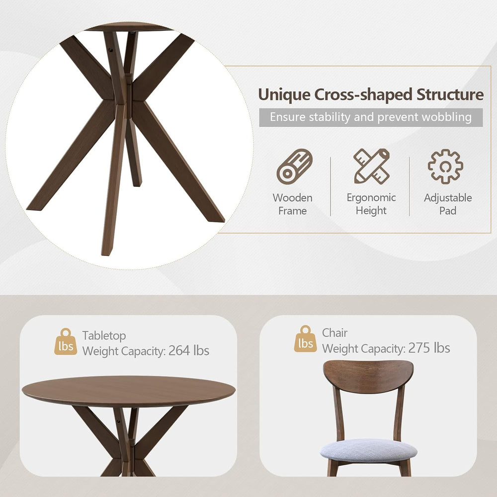 Giantex 3-Piece Dining Table and Chair Set, Wooden Kitchen Table Set, Farmhou...