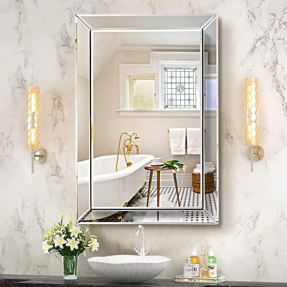Pregaspor Wall Mirror for Bathroom, 24" x 36" Rectangular Frameless...