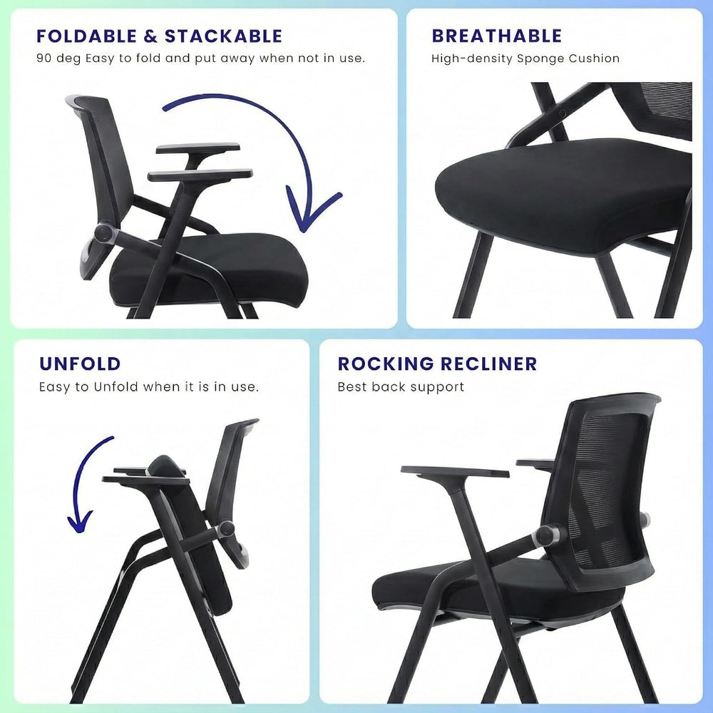 10 Pack Conference Room Chairs with Paddle Folding Office Chair Foldable Desk...