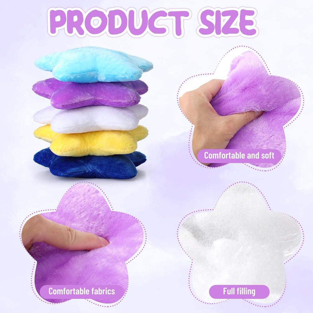Soaoo 5 Pcs Star Fluffy Pillow Star Shape Pillow, Classic Mix