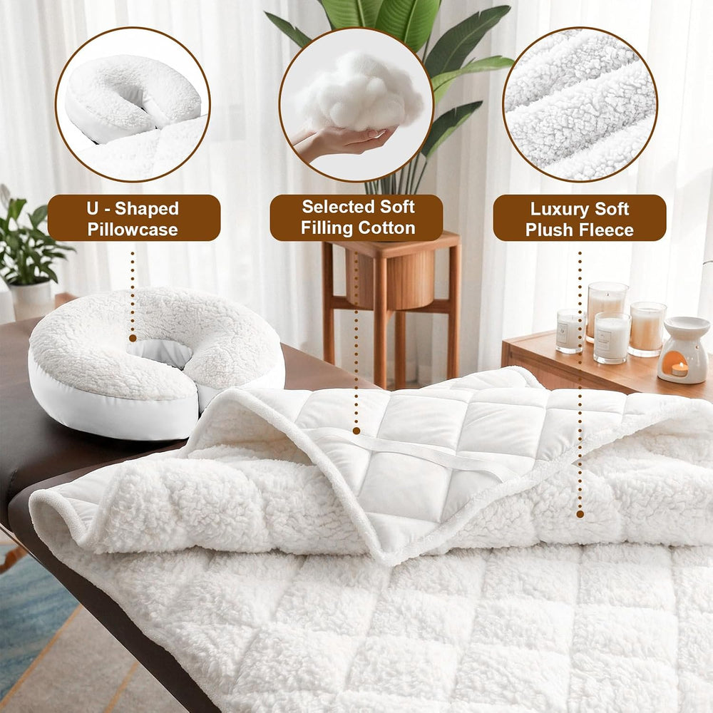 Fleece Massage Table Pad Set Double-Sided Quilted, 72"×30"