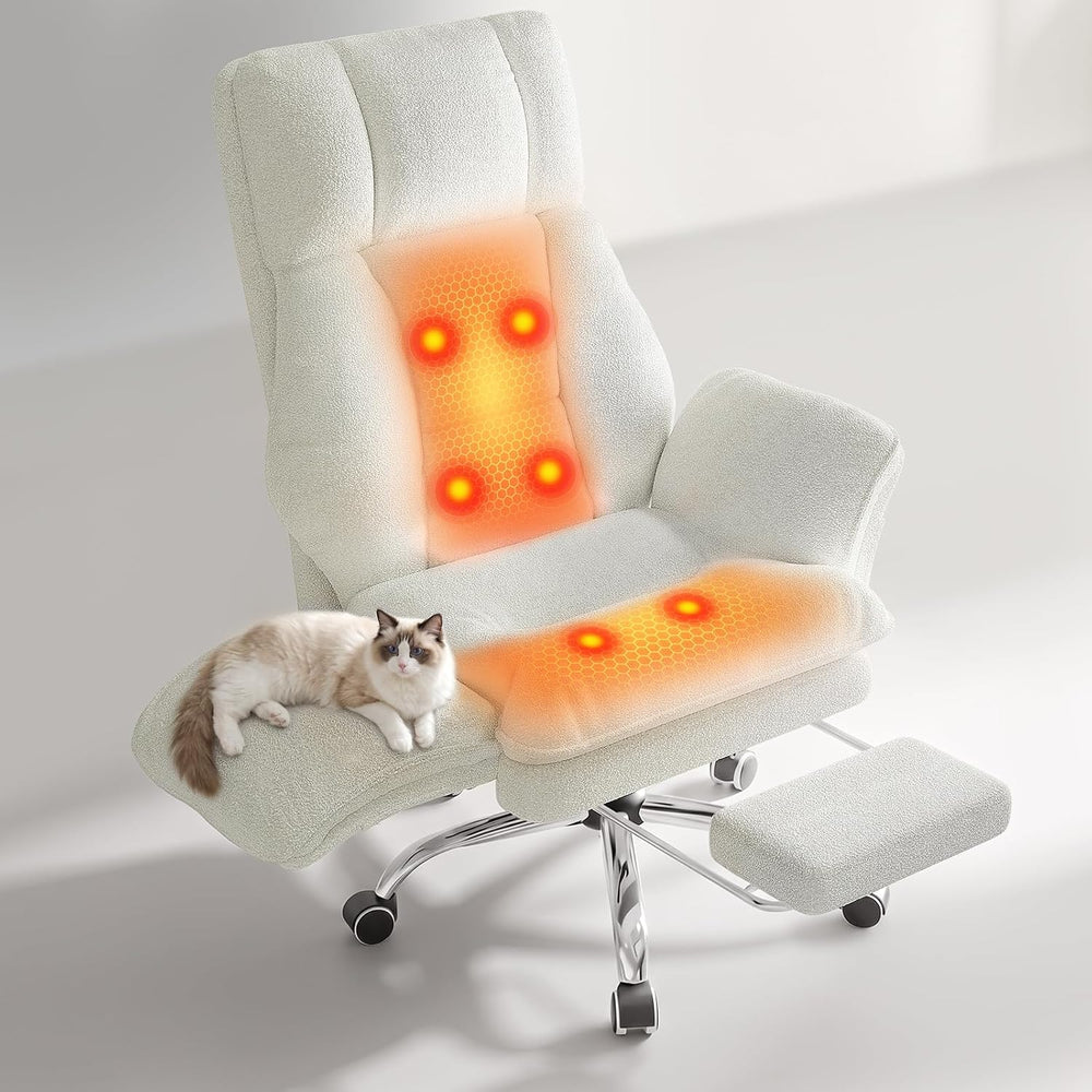 Big and Tall Heated Massage Office Chair with Footrest, 6-Point Vibration