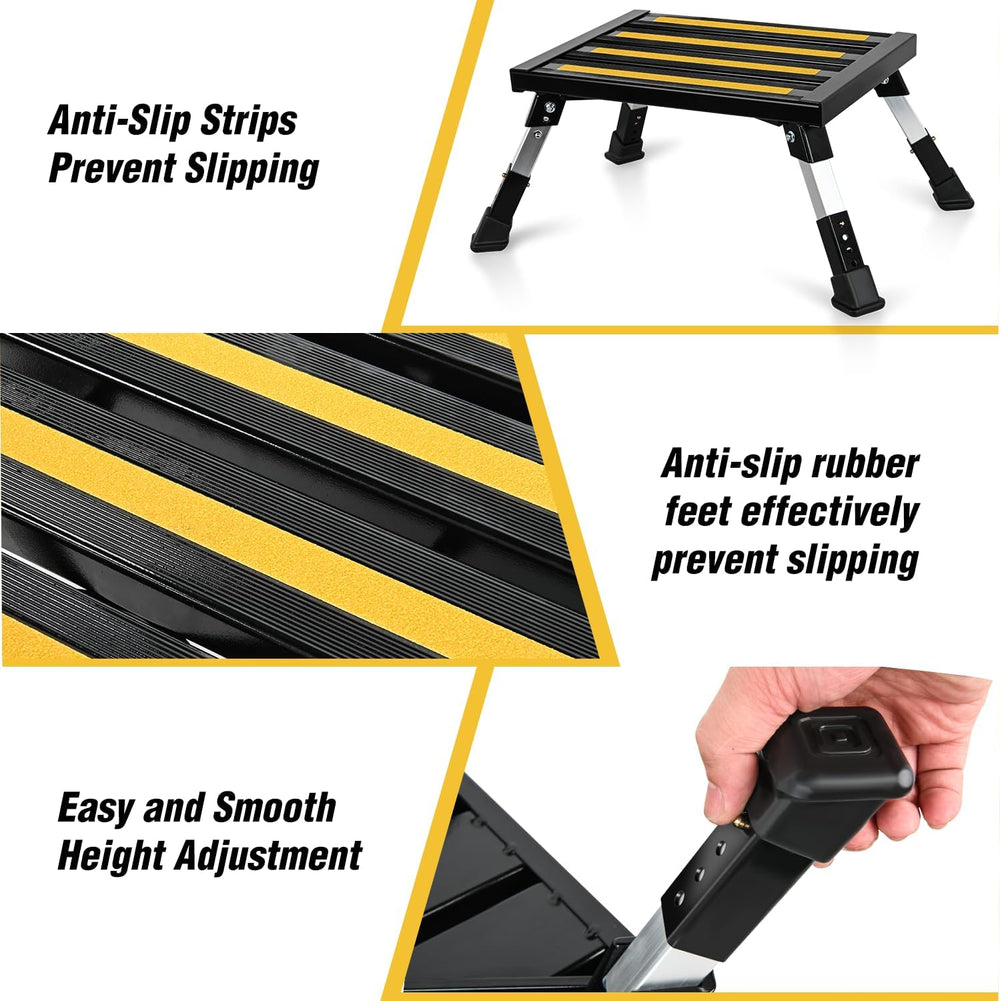 Nilight RV Steps Folding Aluminum Step Stool 16.5"x12" 4 Level Adju...