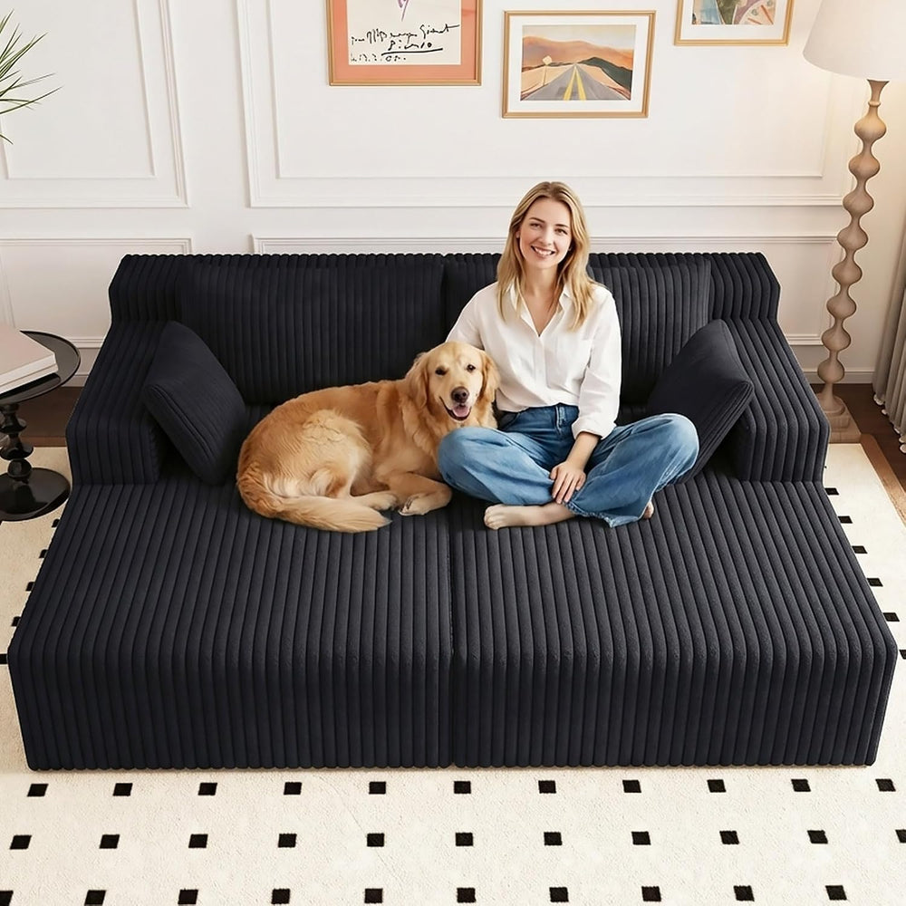 71" Oversized Double Chaise Lounges Indoor, Upholstered Corduroy Oversiz...