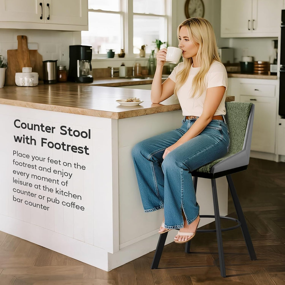 Ollega Counter Height Bar Stools B3213 (Green Grey, 26" 2 Pieces)