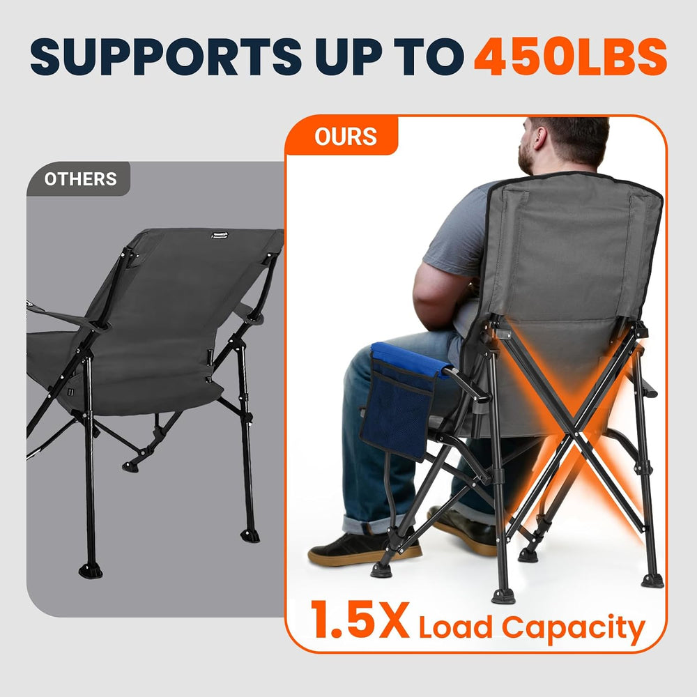 Overmont Camping Chair with Lumbar Support, 450LBS Oversized with High Back