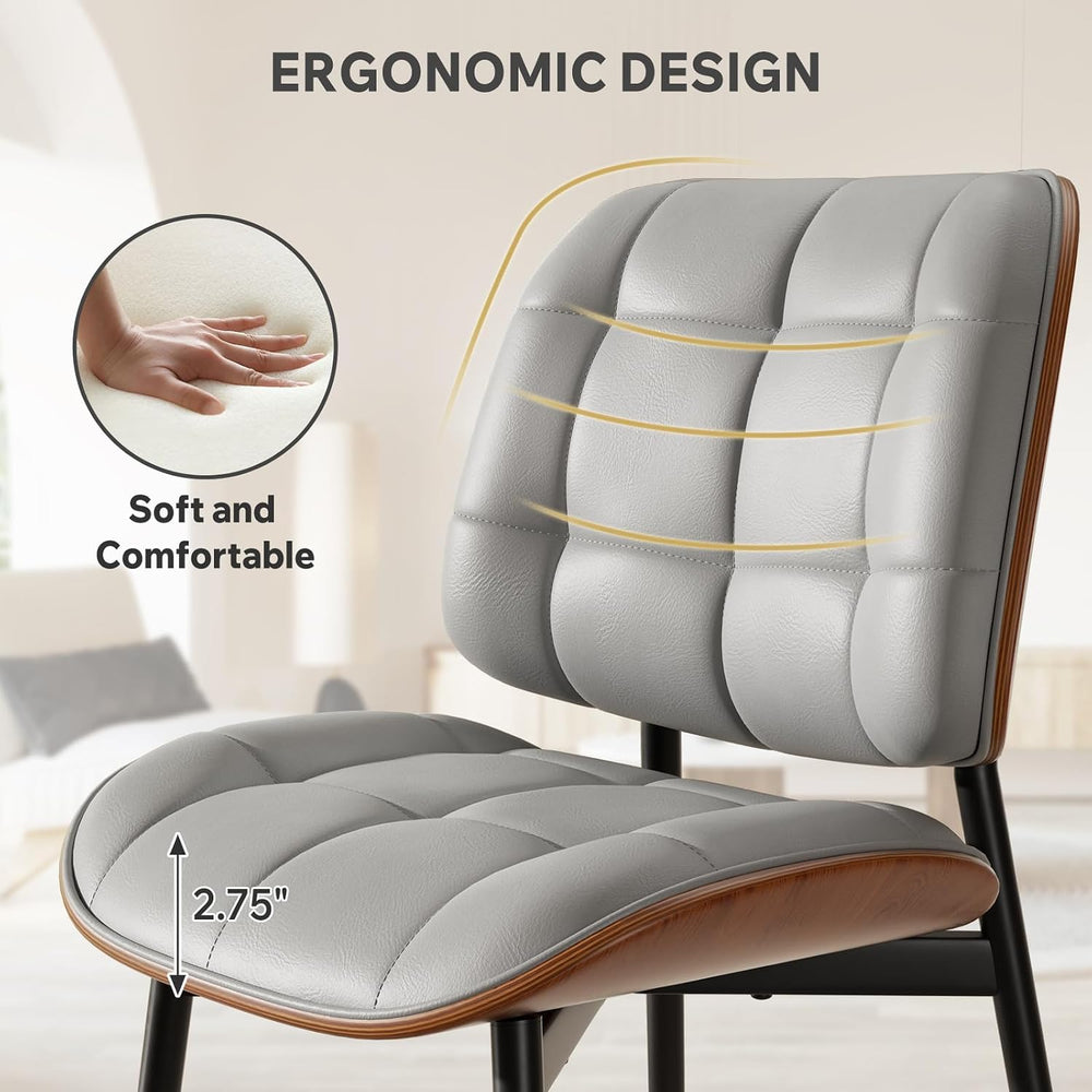 Dining Chairs Set of 2, Mid Century Modern Dining Room Chair, Upholstered Fau...