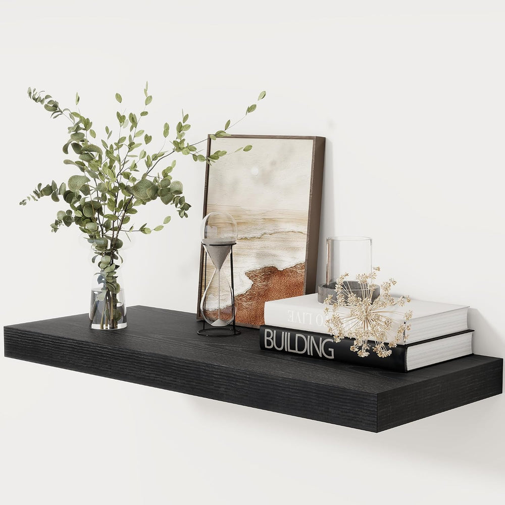 Fun Memories 30 Inch Floating Shelves Black, 12 Inch Deep Floating Shelf for ...