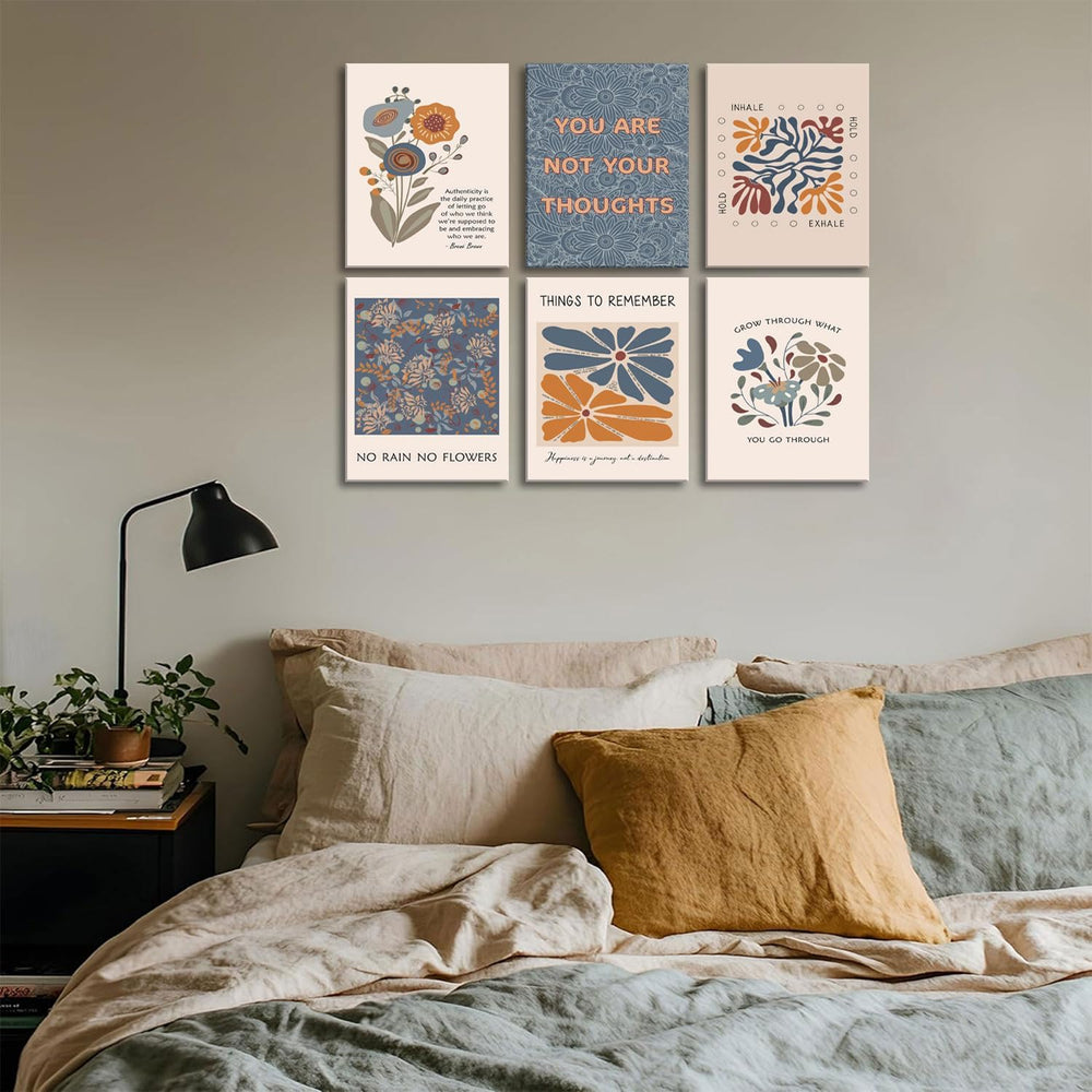 6 Mental Health Canvas Wall Art Bohemian Style Motivational Psychology Wall D...