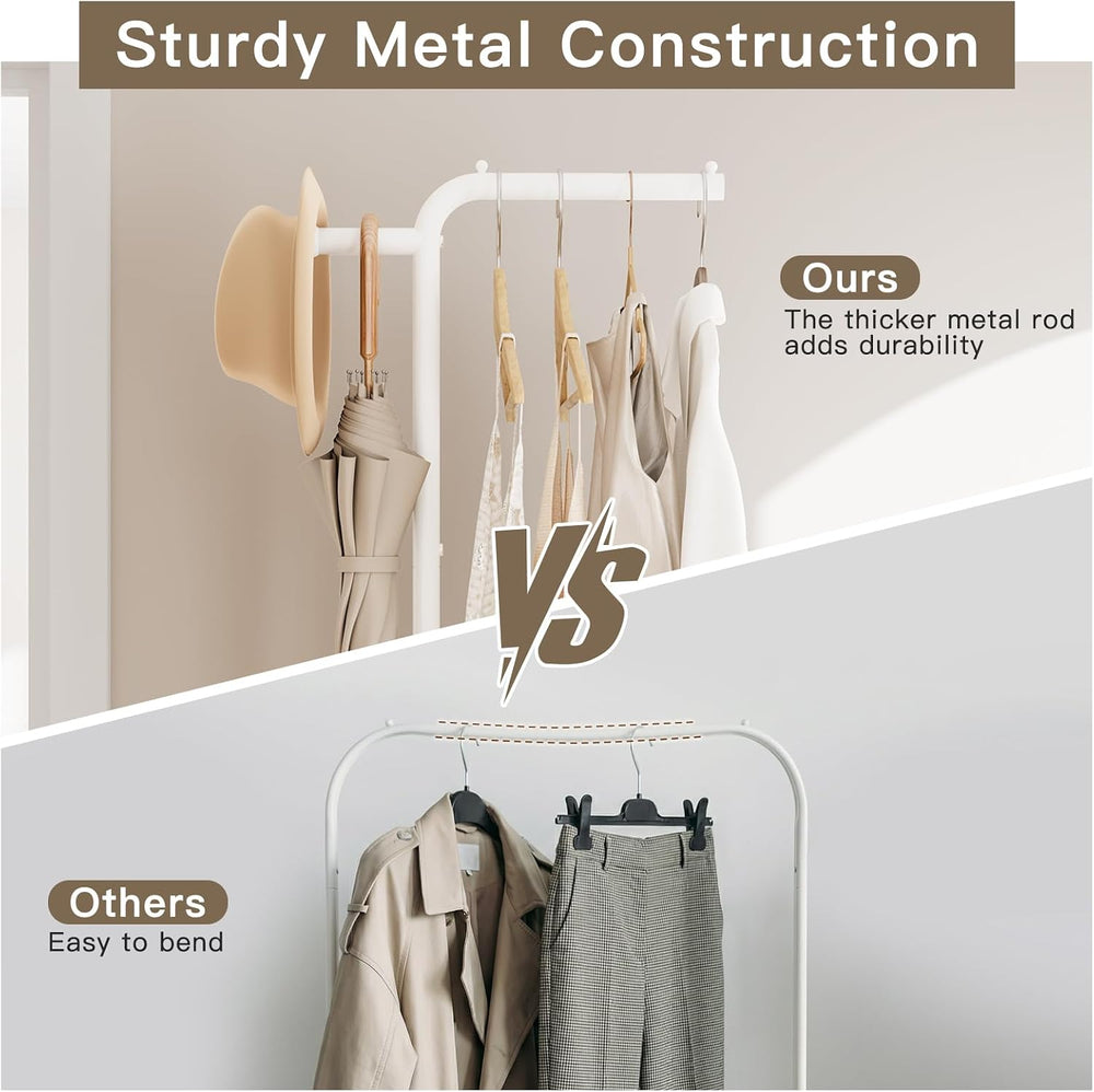 Small Rolling Clothing Rack with Shelf, Narrow Clothes Rack with Wheels