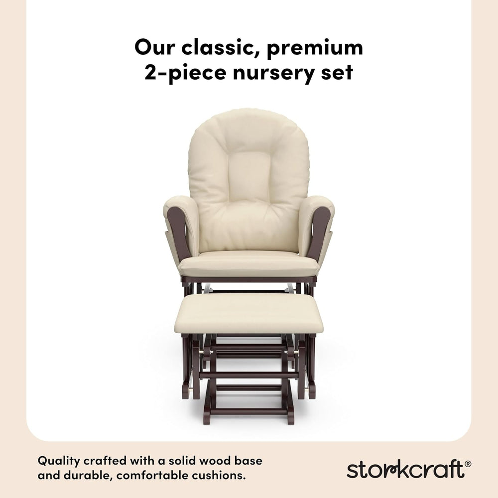 Storkcraft Premium Hoop Glider & Ottoman, Espresso with Beige