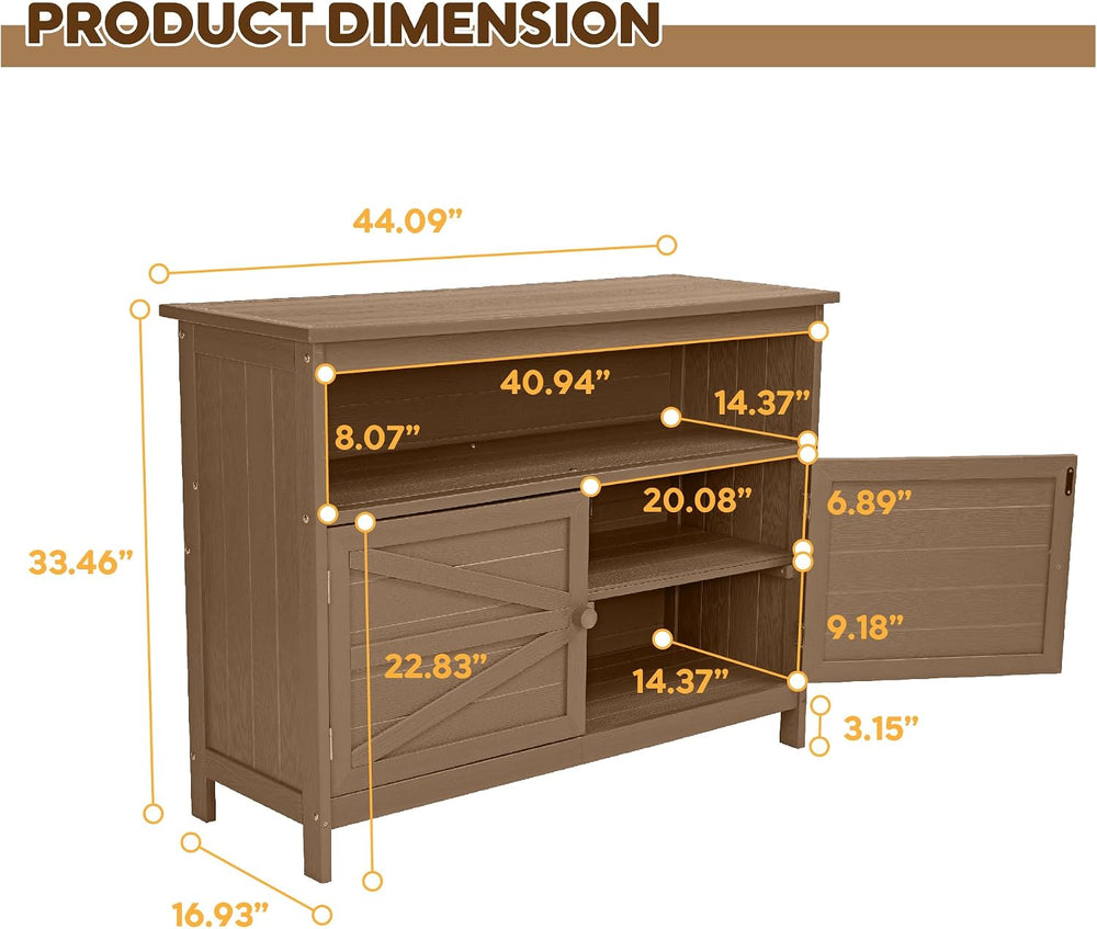 HIPS All-Weather Outdoor Storage Cabinet,Outdoor Sideboard with Magnetic Door...