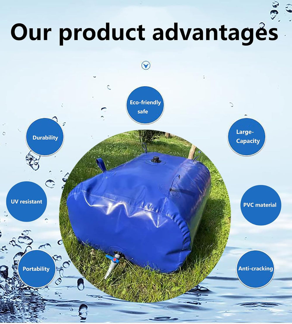 Portable 264 Gallon Water Tank Collapsible Storage Bladder for Camping RV