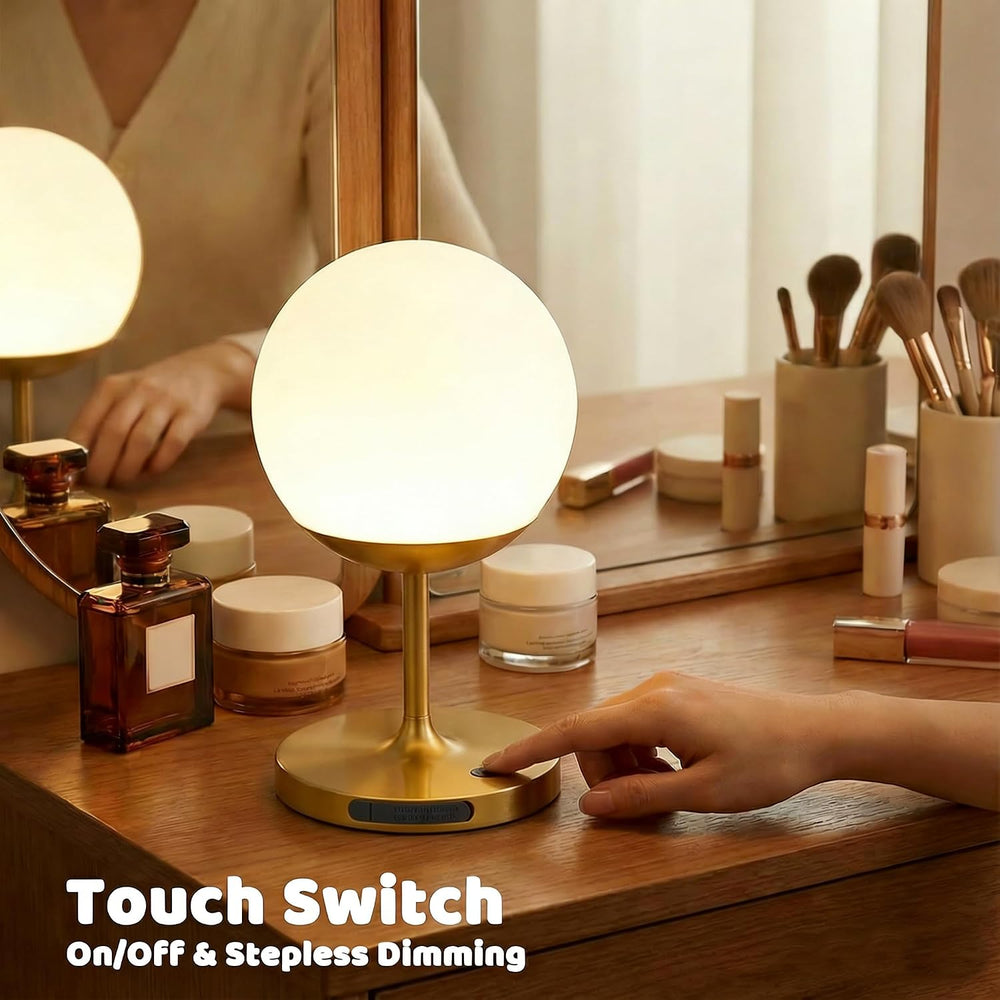 WEILAILUX Shower Lamp Waterproof, Cordless Globe Table Lamp Gold Short