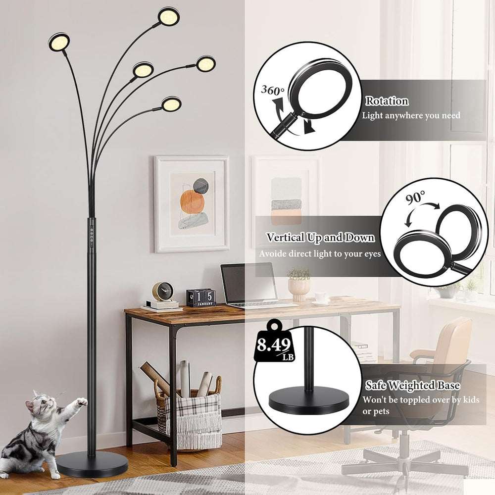 Bairth LED Arc Floor Lamp with Remote,2250LM Dimmable Floor Lamp with Timer