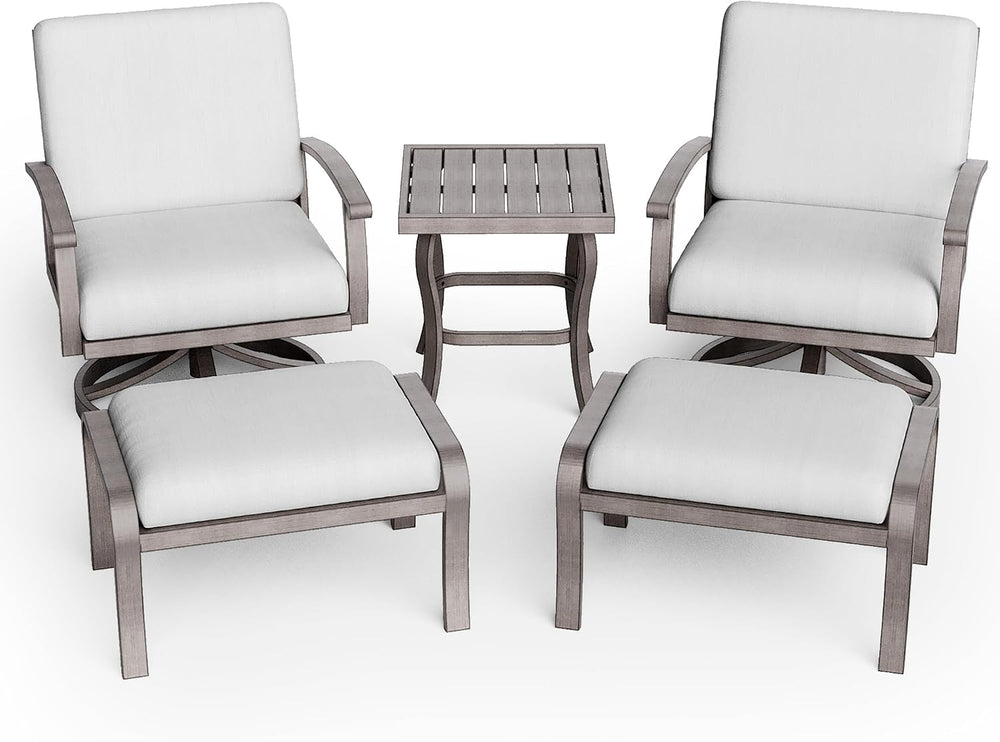 HAPPATIO 5 Piece Aluminum Outdoor Patio Furniture Set, Swivel Rocker Patio Ch...