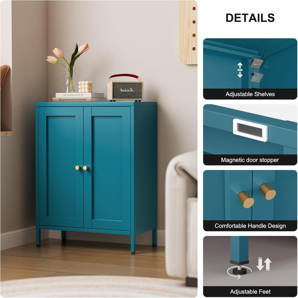 Bevivog Bathroom Floor Storage Cabinet,Blue Metal Locker Storage Cabinet