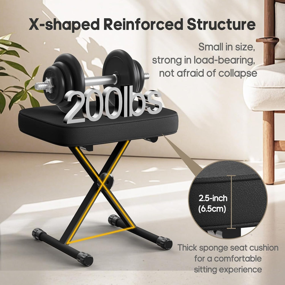 OLIXIS Adjustable Padded Piano Bench, Guitar, Keyboard Stool