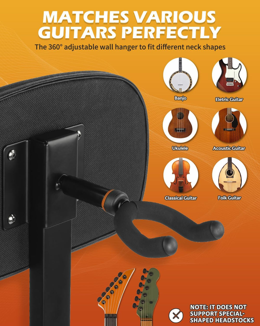 STRICH Guitar Stool With Backrest, Height Adjustable Seat With Hanger for Aco...