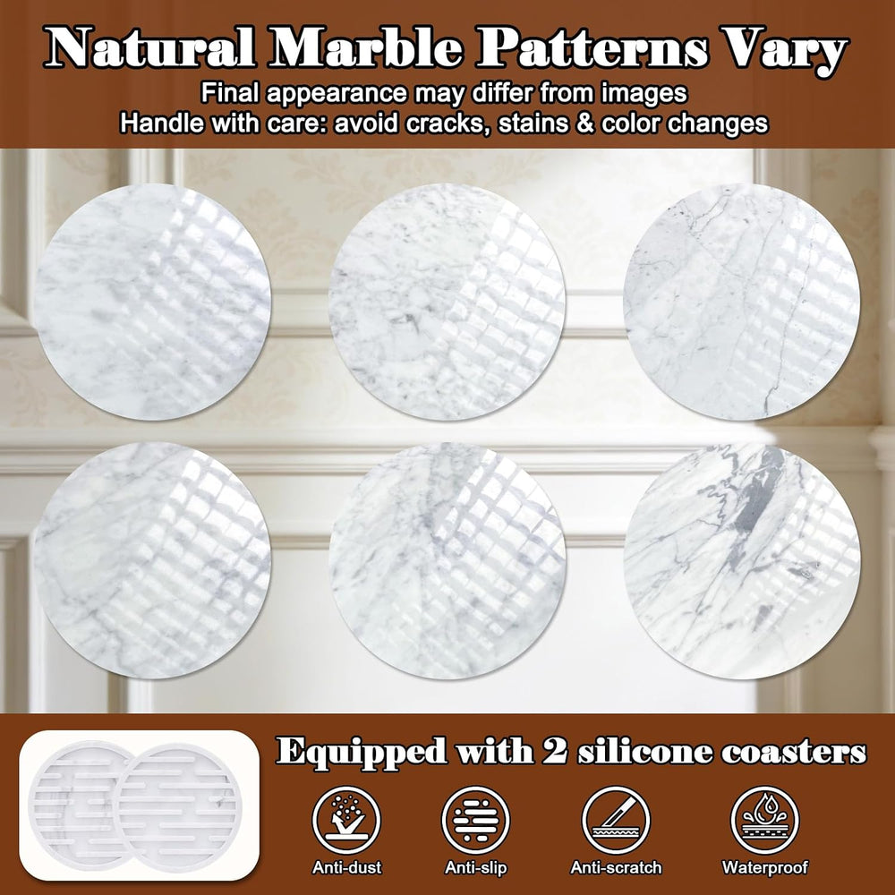 MILPROX Adjustable Height Natural Marble Drink Table,11 x 11 x 22-30 Inch