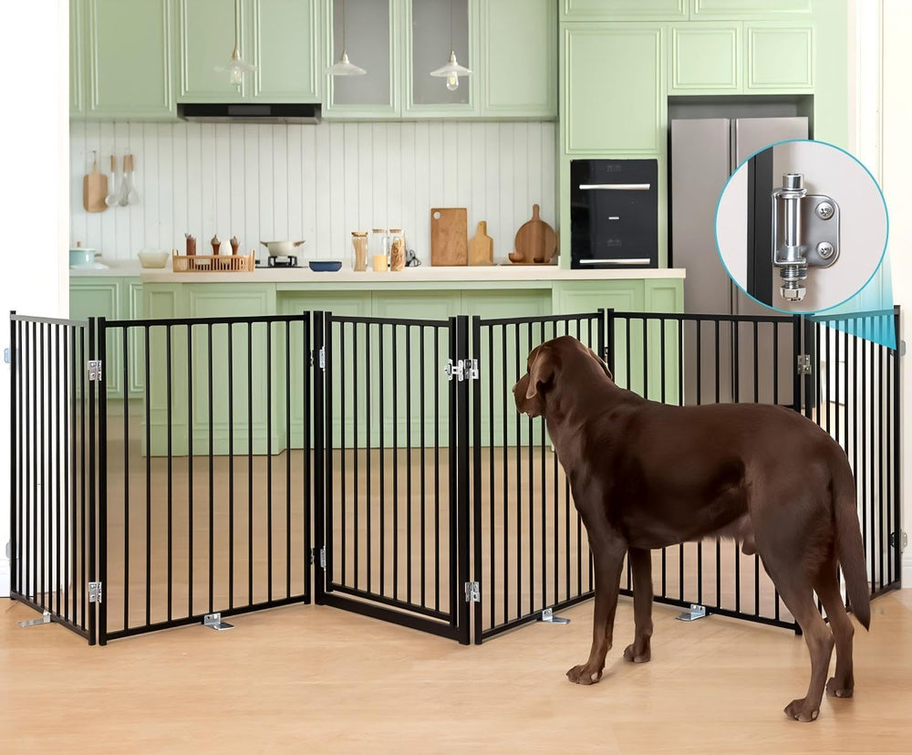 No Pawblems Freestanding Dog Gate with Door for Indoor & Outdoor, 30'...