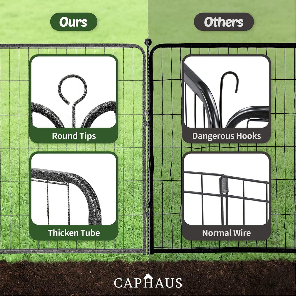 CAPHAUS Decorative Garden Fence, 24 Inch x 21 FT Heavy Duty Iron Fencing Land...