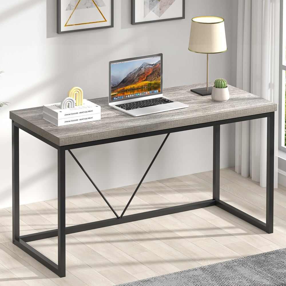 FOLUBAN Modern Home Office Desk, Industrial Vintage Computer Desk, Rustic Woo...