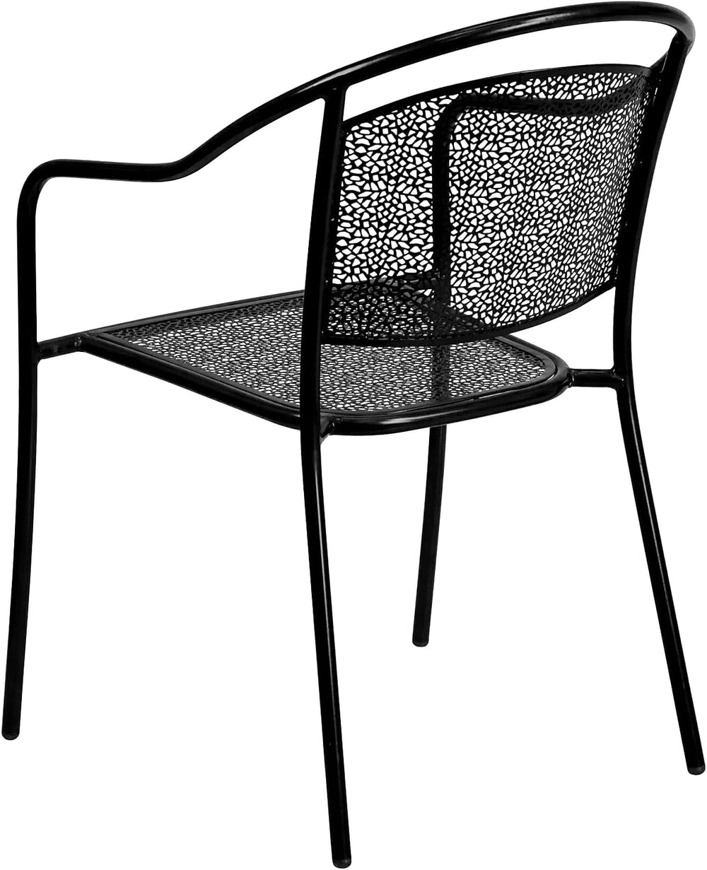 Flash Furniture Commercial Grade Black Indoor-Outdoor Steel Patio Arm Chair w...