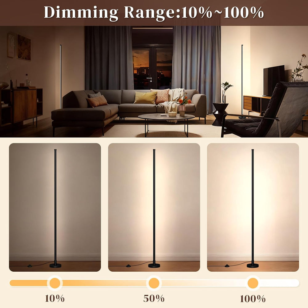 Corner Lamp, Minimalist Floor Lamp, Black, 56.7in, 1 Pack