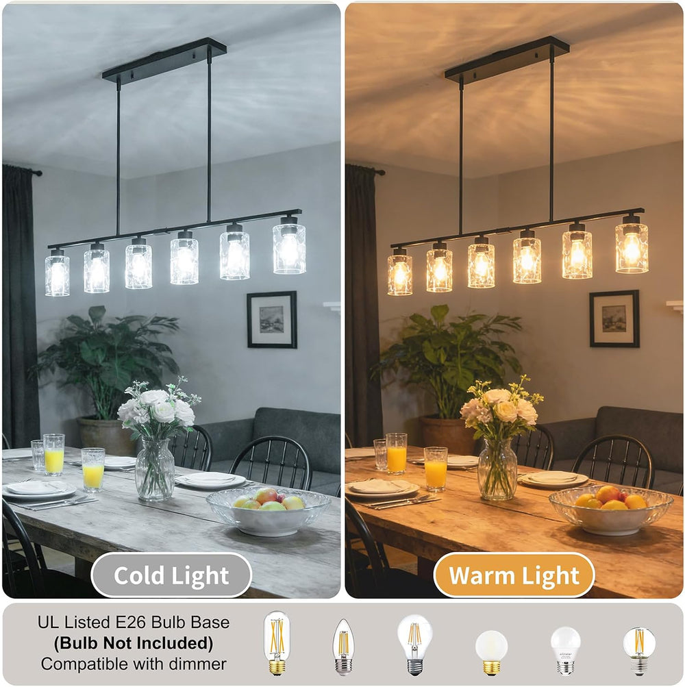6-Light 45" Wide Dining Room Light Fixture, Kitchen Chandeliers over Table