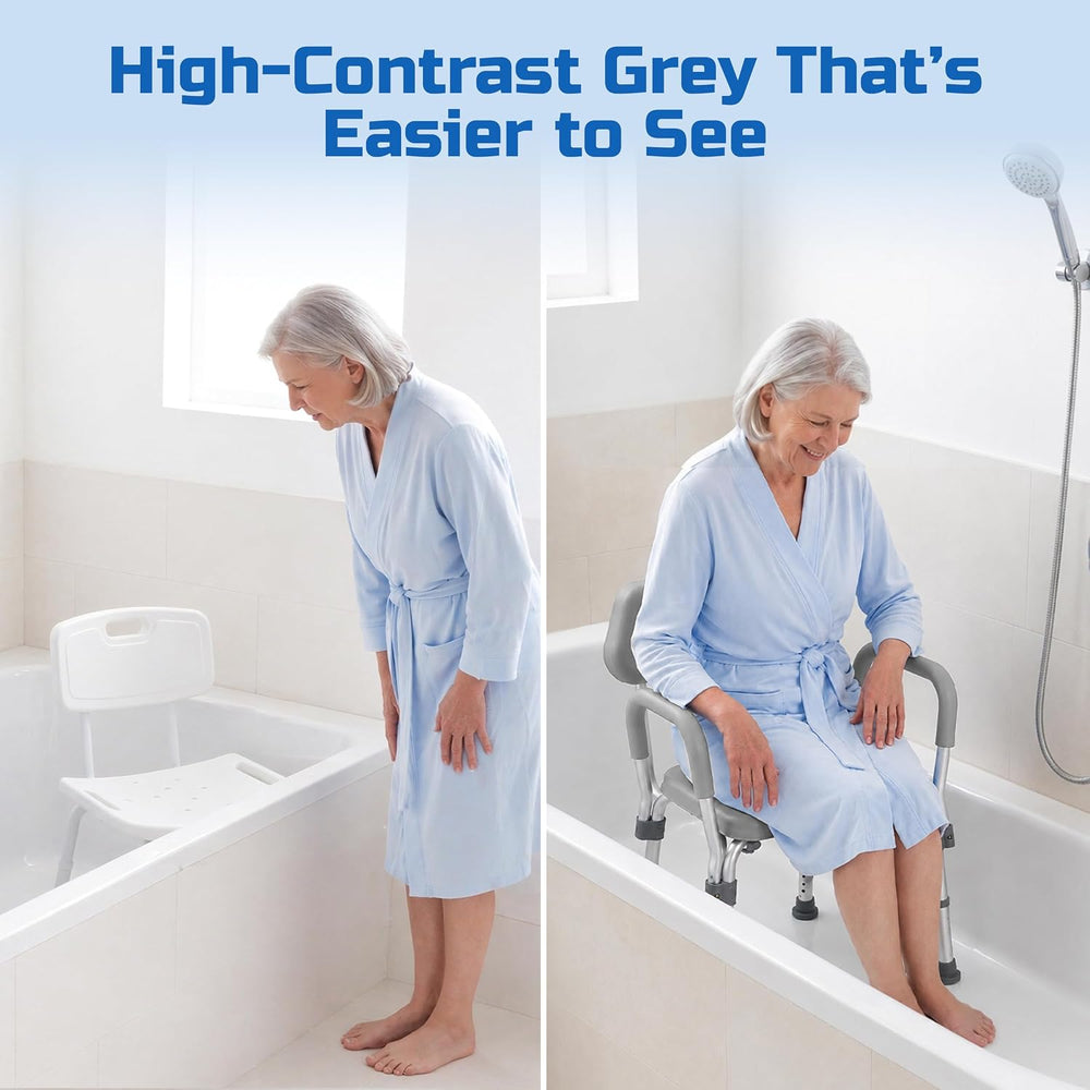 Platinum Health Padded Shower and Bath Chair with Armrests and Back, Comforta...