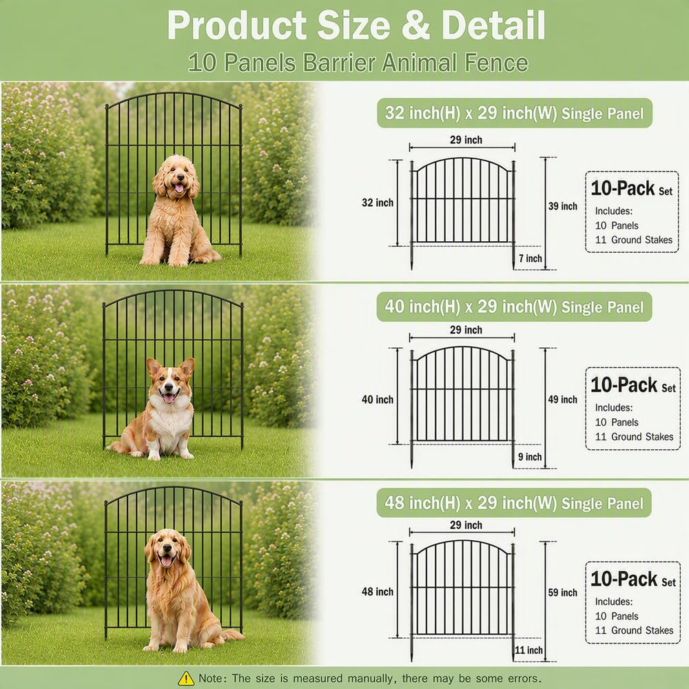 Decorative Metal Garden Fence, 48in(H) No-Dig Flower Bed Border, 24ft(L)