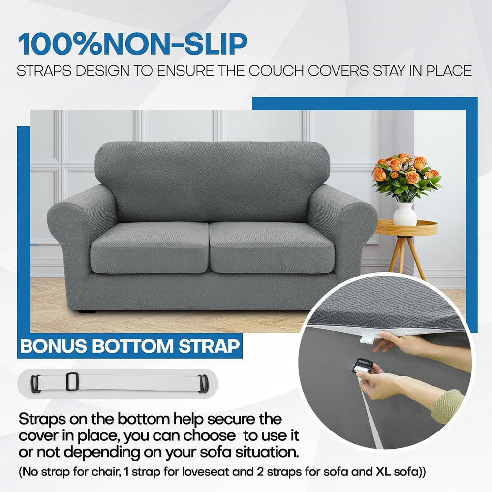 XINEAGE 3-Piece Stretch Sofa Cover, Washable Couch Covers for Dog