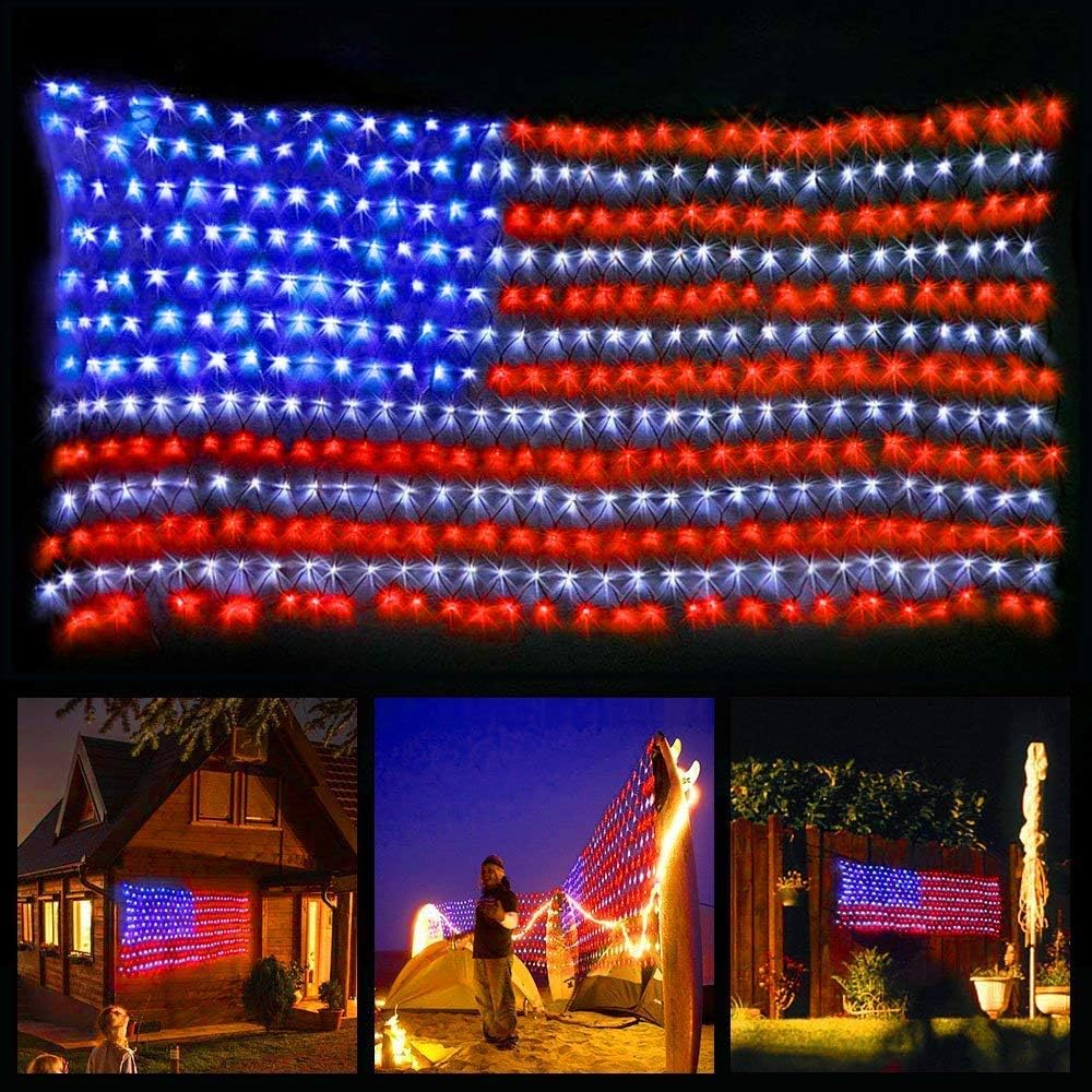 YULIANG LED American Flag Lights,6.5ft*3.2ft Waterproof Led Flag Net Light Ou...
