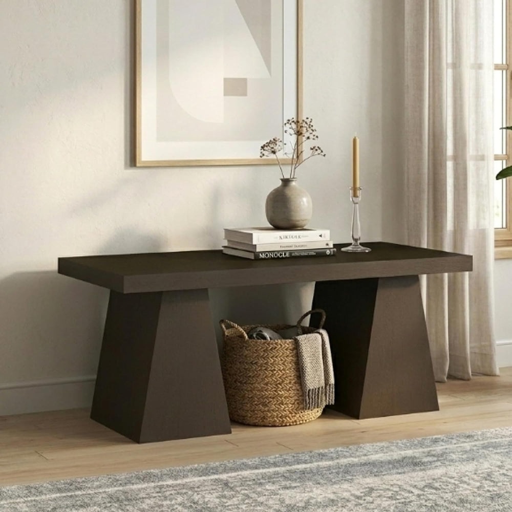 Furinno ARA Coffee Table, 47-Inch Accent Center Table, Dark Oak