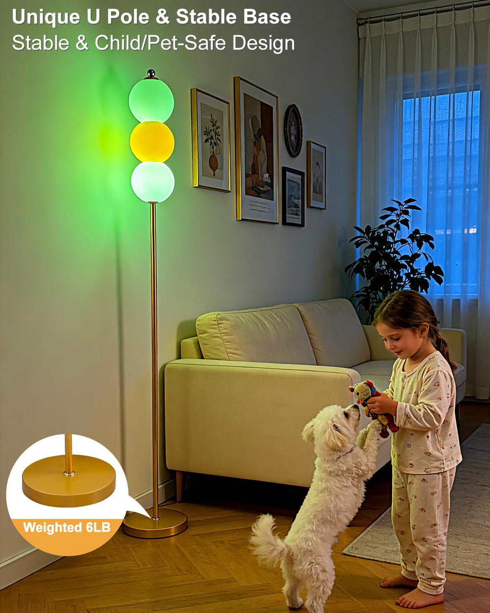 Lightdot Orange Floor Lamp Modern Standing Lamp with Touch Control, RGBW