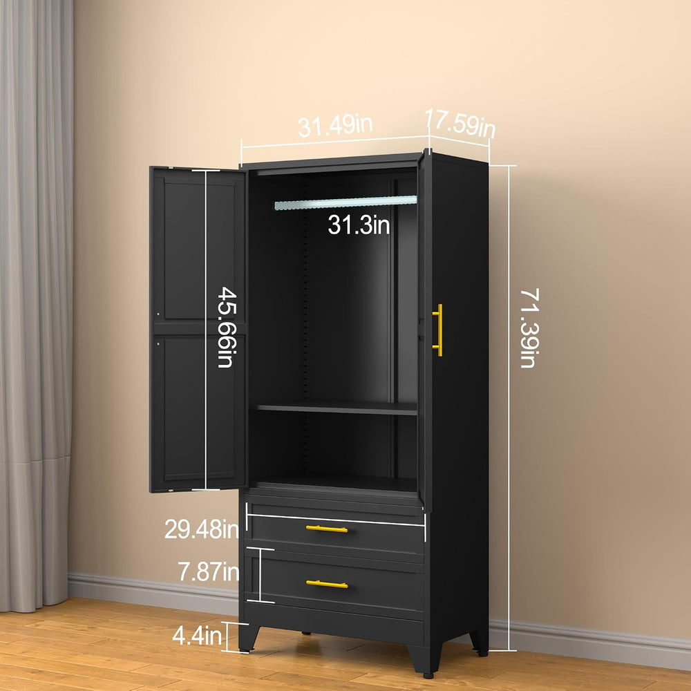 erosoei Metal Armoire Wardrobe Closet, 71 "Metal Clothing Storage Cabinet
