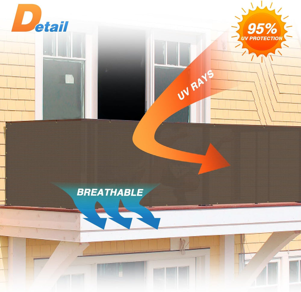 TANG 3' x 50' Balcony Privacy Screen Fence for Apartment Deck Railing...