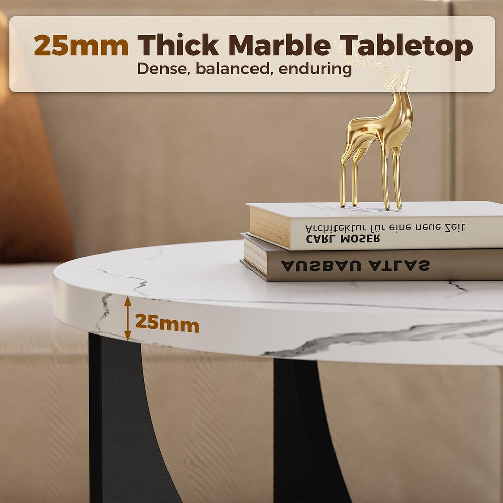 LIKIMIO Nesting Coffee Tables Set of 2, 23.6" Small Tables, Marble White