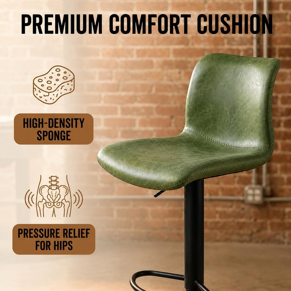Adjustable Bar Stools Set of 2 for Kitchen Island, Green