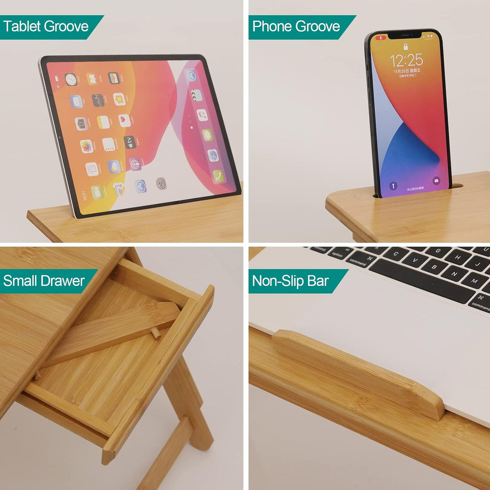 Lap Desk COIWAI Laptop Table Bamboo Writing Eating Bed Tray Adjustable Angle ...