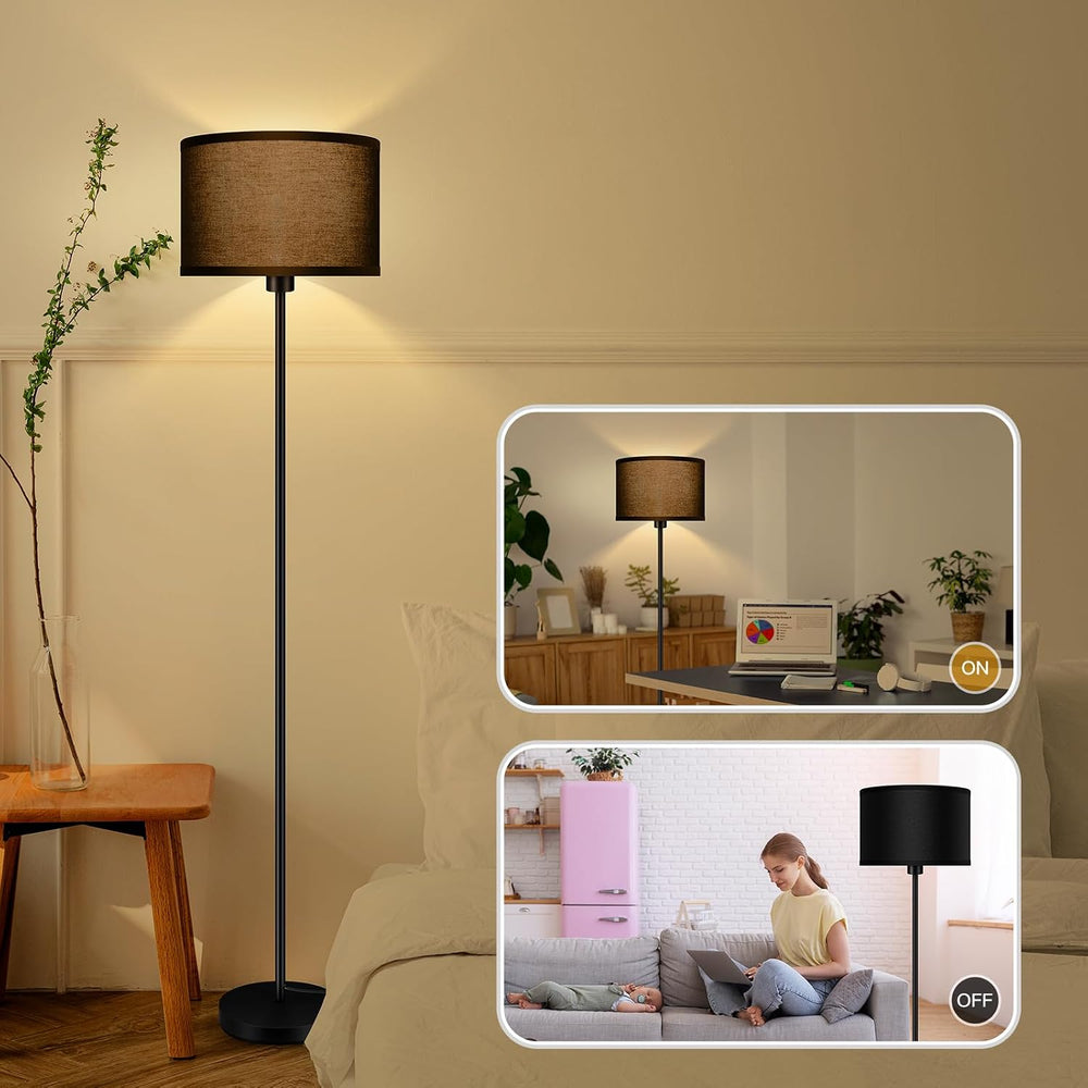 AUQUEE Floor Lamps for Living Room, Modern Standing Lamp, Black Lamp Shades, ...
